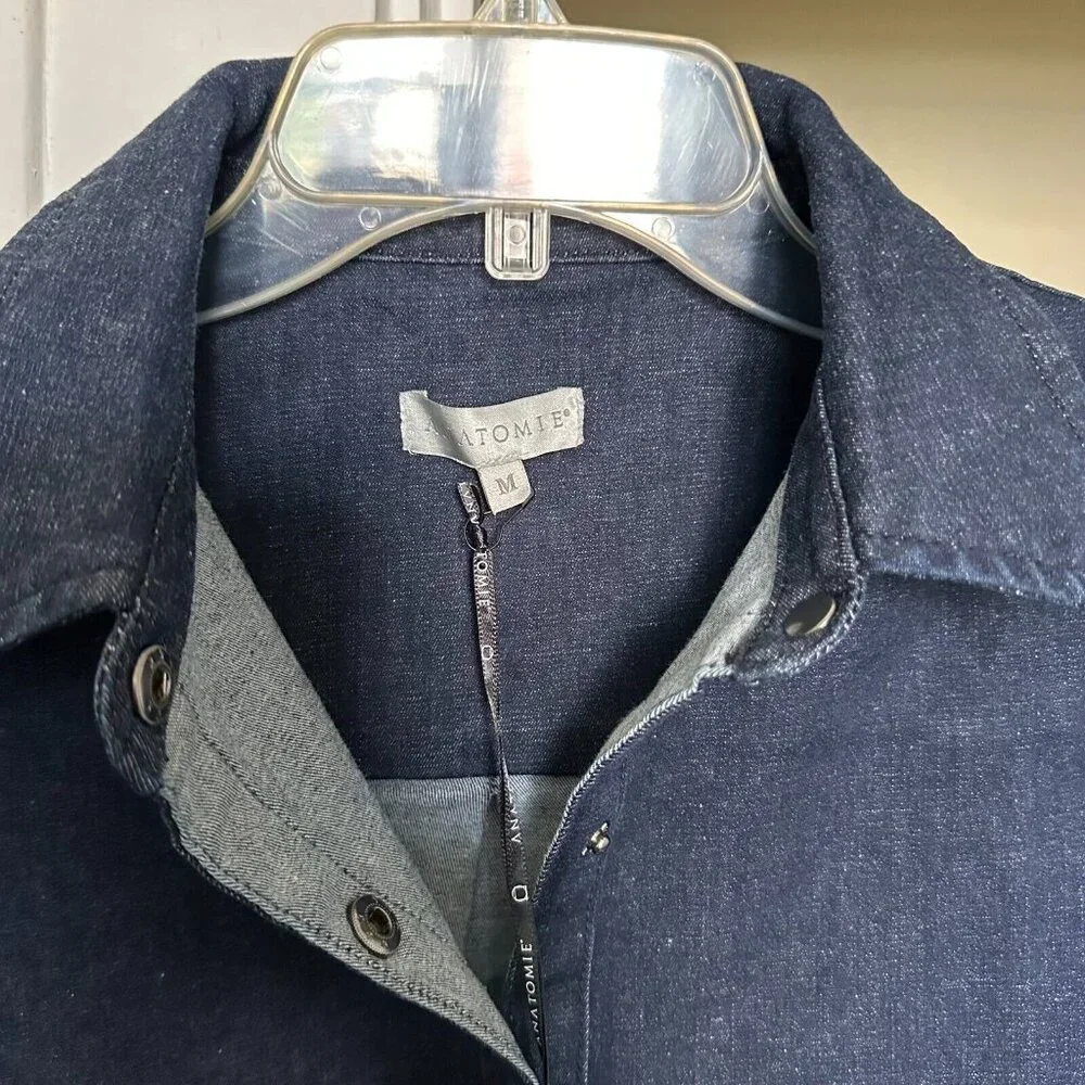 Anatomie Womens True Denim Larissa Indigo Blue Shacket Top M Long Sleeve Top NWT - Picture 8 of 10
